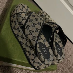 Gucci Women GG platform slide sandal , blue , 40.5